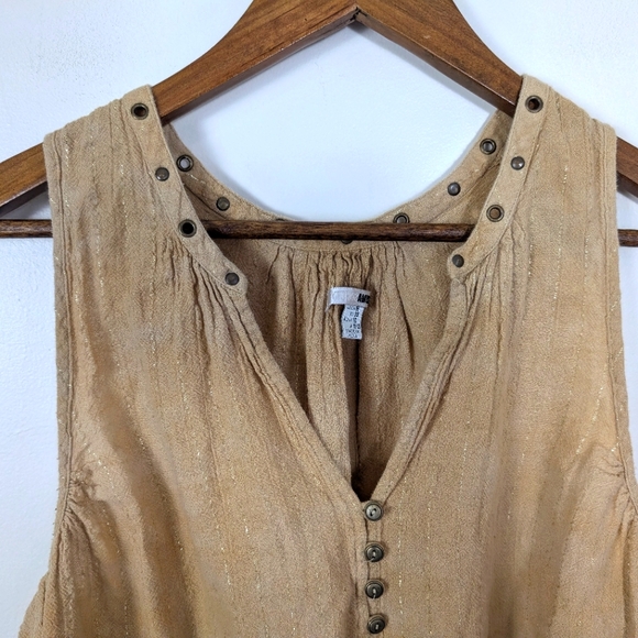 Amuse Society X Revolve Marielle Cotton Tan Metallic Stripe Bohemian Tank Top - Picture 3 of 12